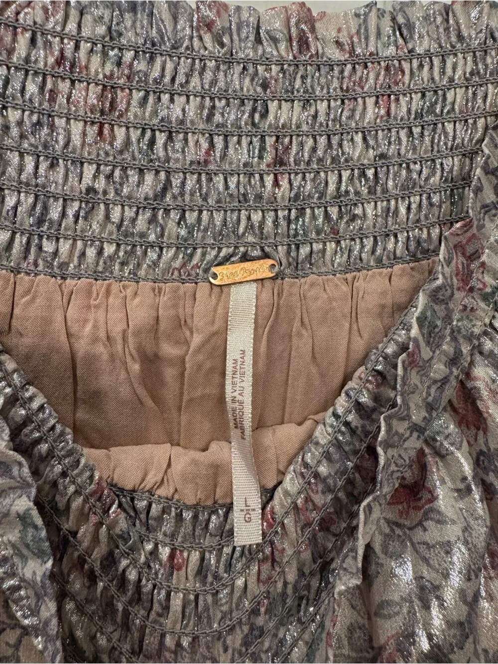 free people metallic floral bubble skirt